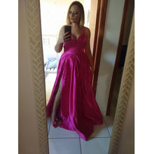 Load image into Gallery viewer, Plus size Evening Dress with High Slit prom Satin