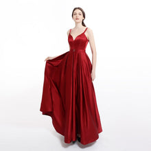 Load image into Gallery viewer, Plus size Evening Dress with High Slit prom Satin