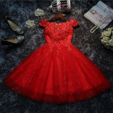 Load image into Gallery viewer, Red Applique Short Evening Dress
