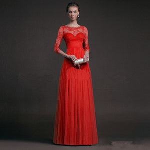 Elegant Round Neck Long Sleeve A-line Chiffon Evening Dress