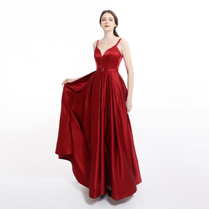 Plus size Evening Dress with High Slit prom Satin