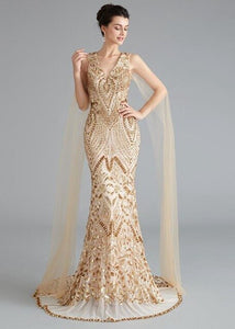 Women's Evening long formal Dress 1920s Sequin